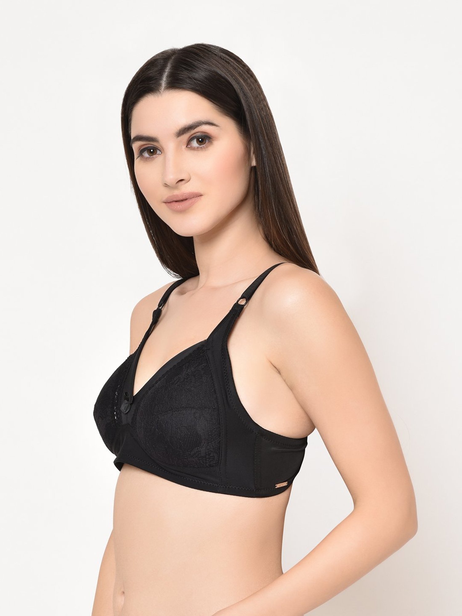 Da Intimo Black Non Wired Non Padded Full Coverage Bra