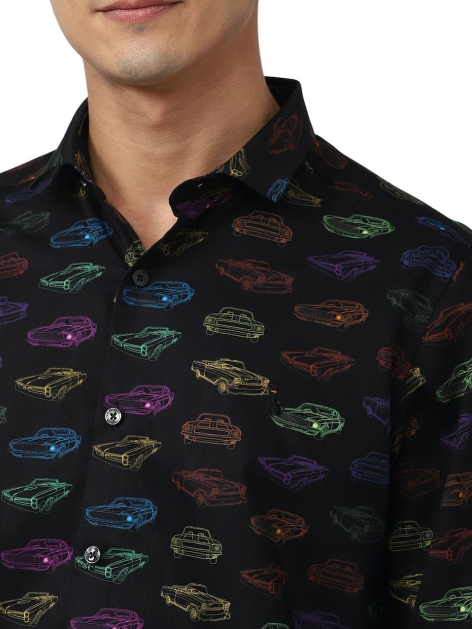 Simon Carter London Black Printed Slim Fit Shirt