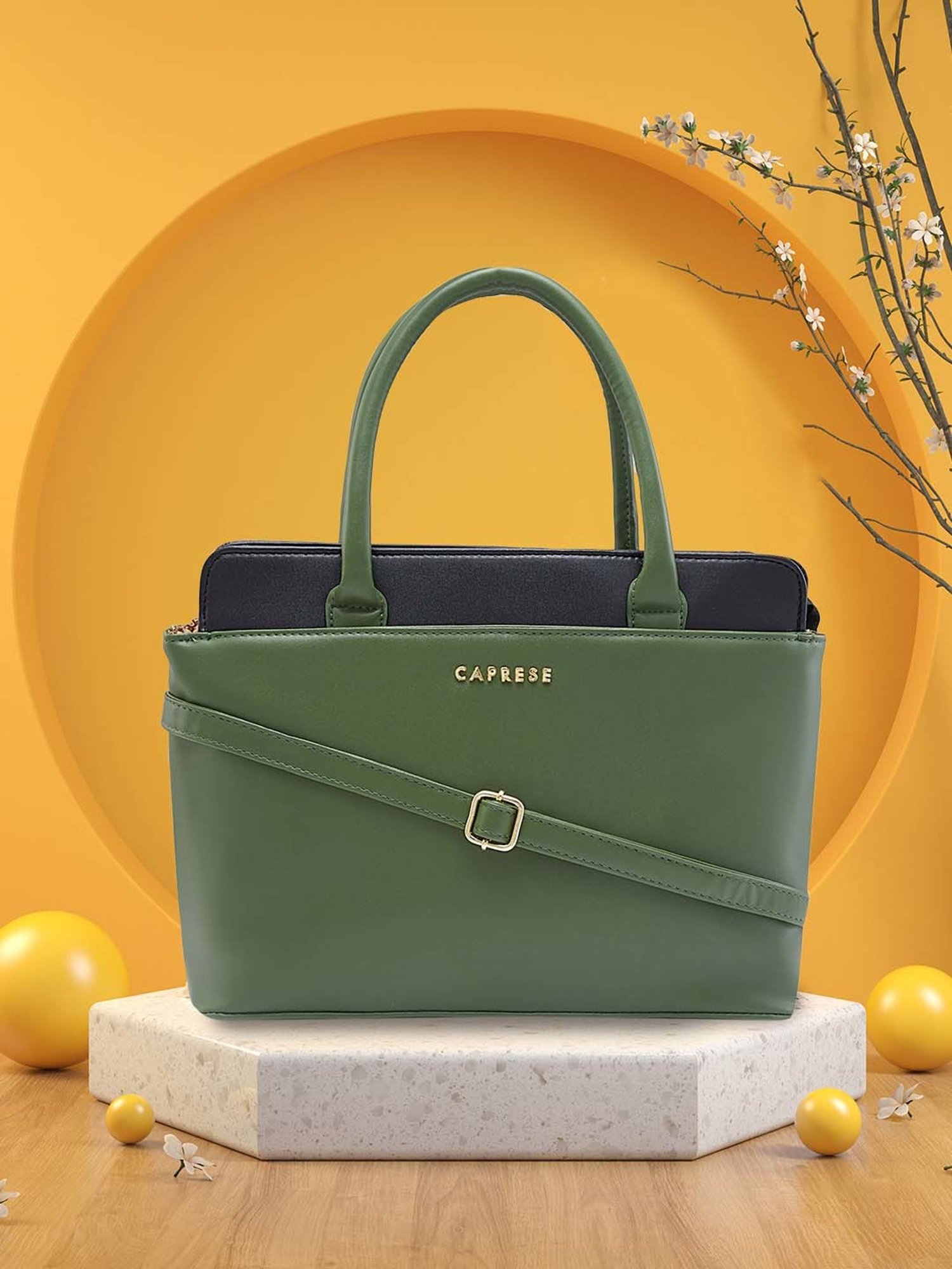 Caprese LIZZY Green Solid Medium Handbag