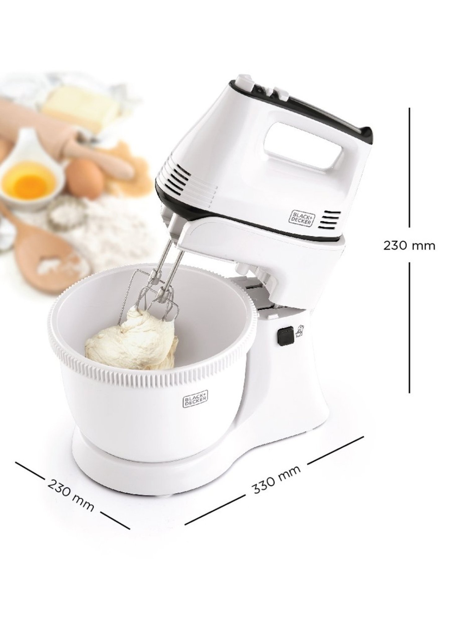 BLACK+DECKER M700 Hand Mixer 300W with 5 Speed Control function (White)