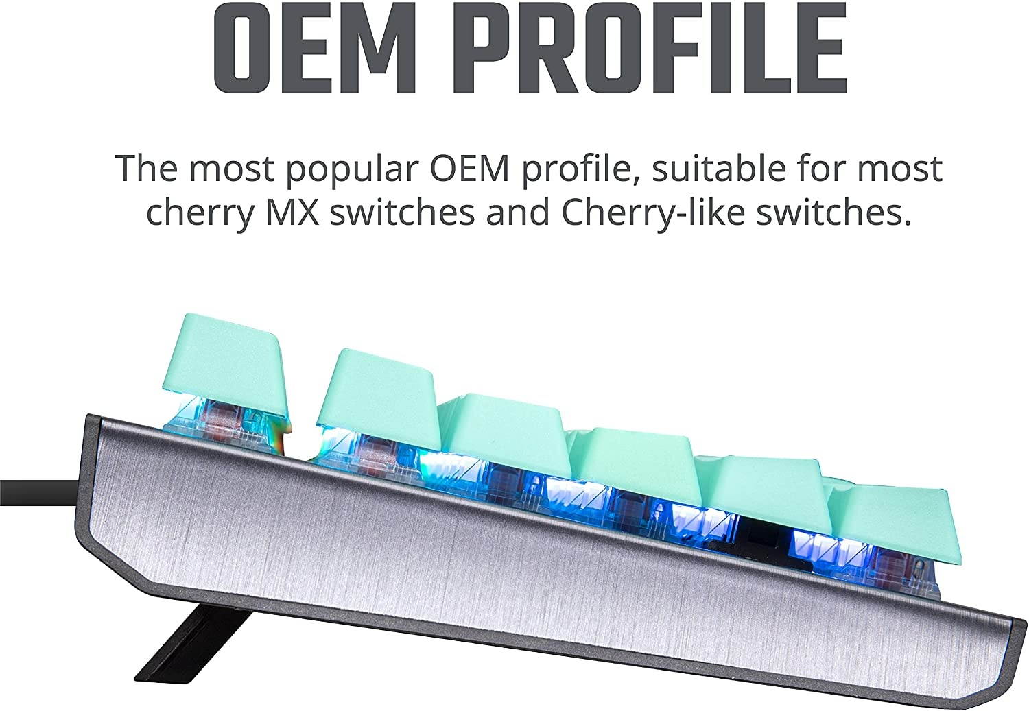 Cooler Master PBT Doubleshot Backlit Keycap Upgrade Set Mint Green for Mechanical Keyboards, Compatible with Standard US 104 Layout Keyboards