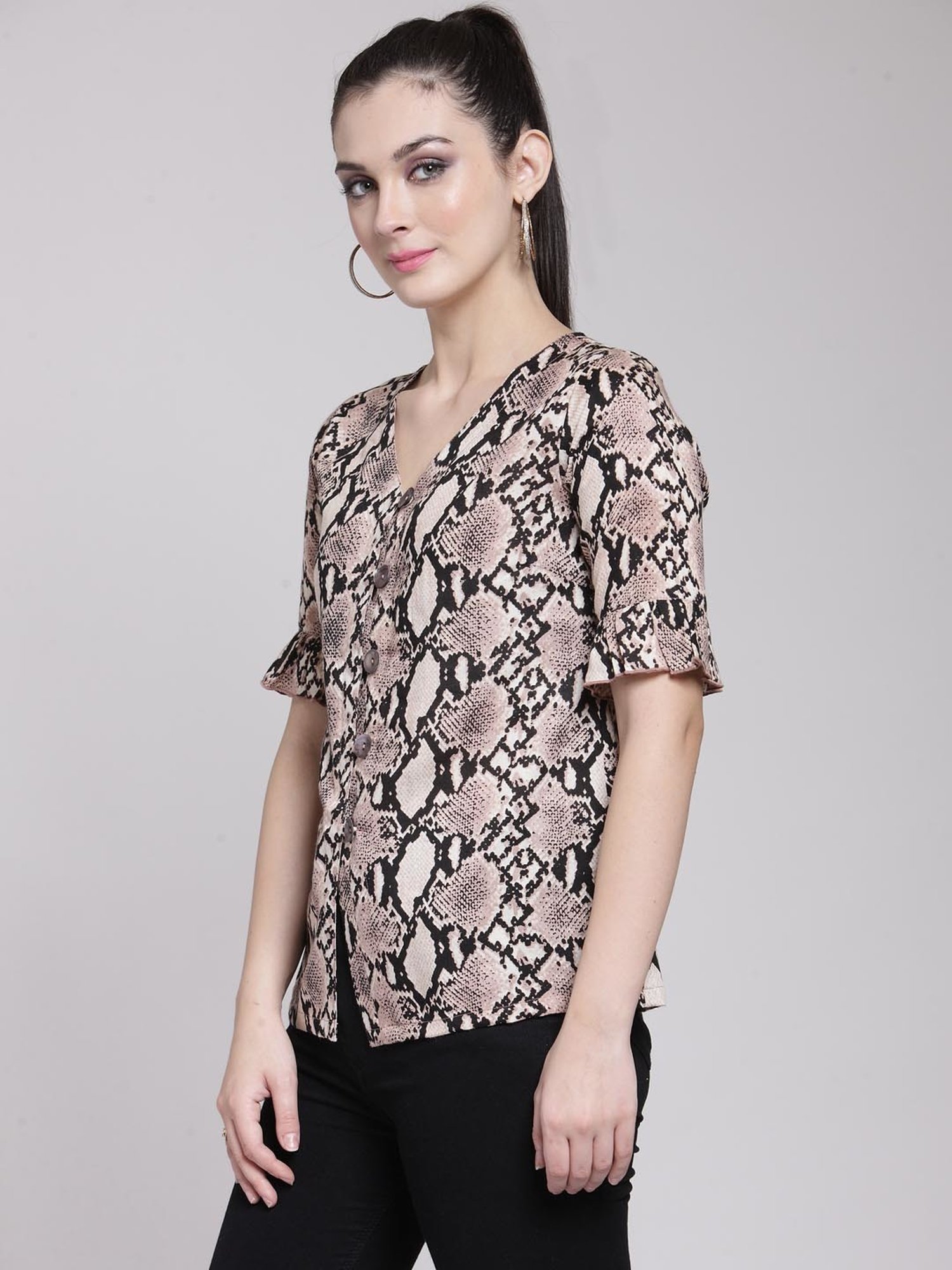 Melon by PlusS Beige Animal Print Top