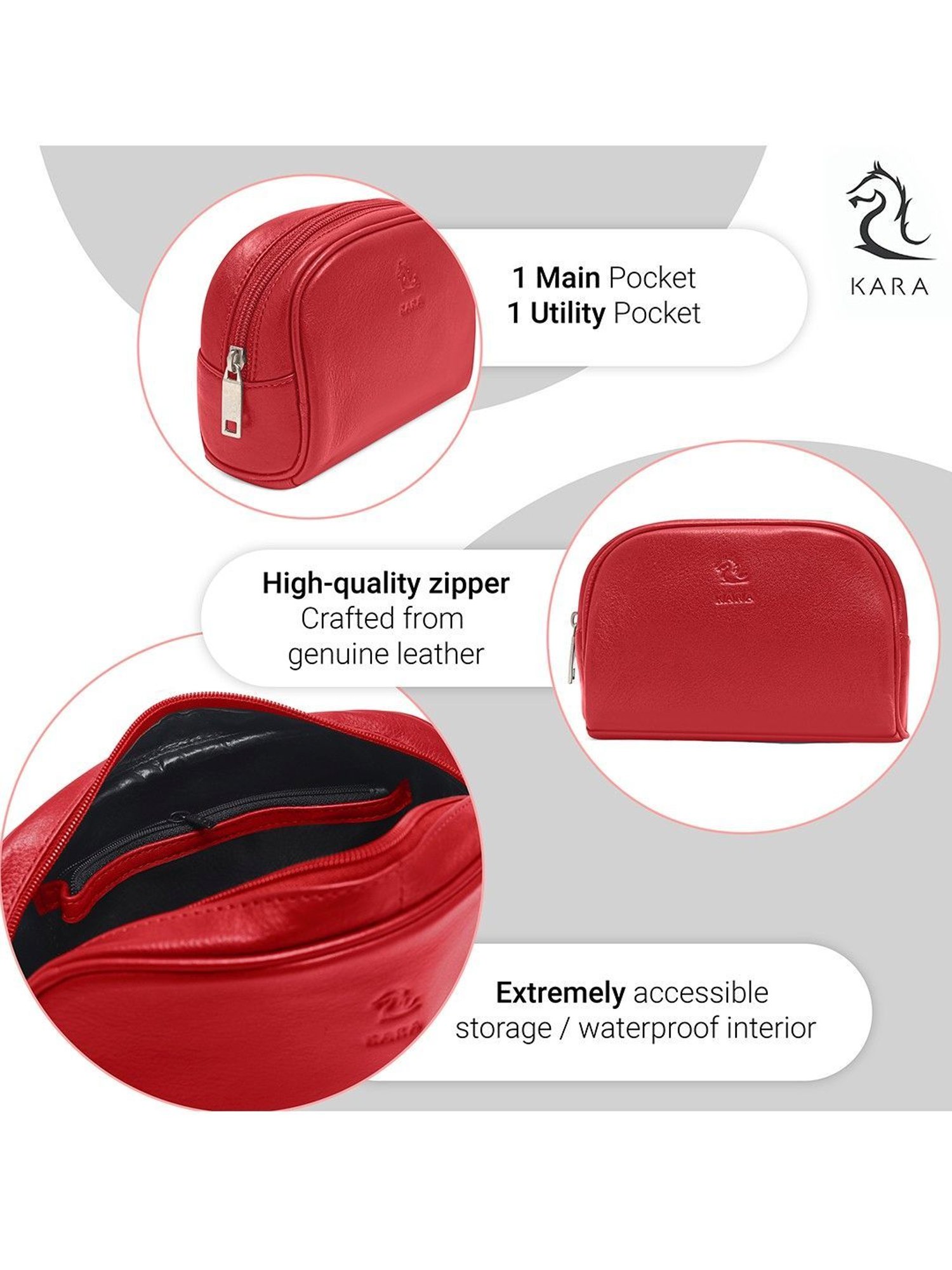 Kara Red Unisex Leather Pouch