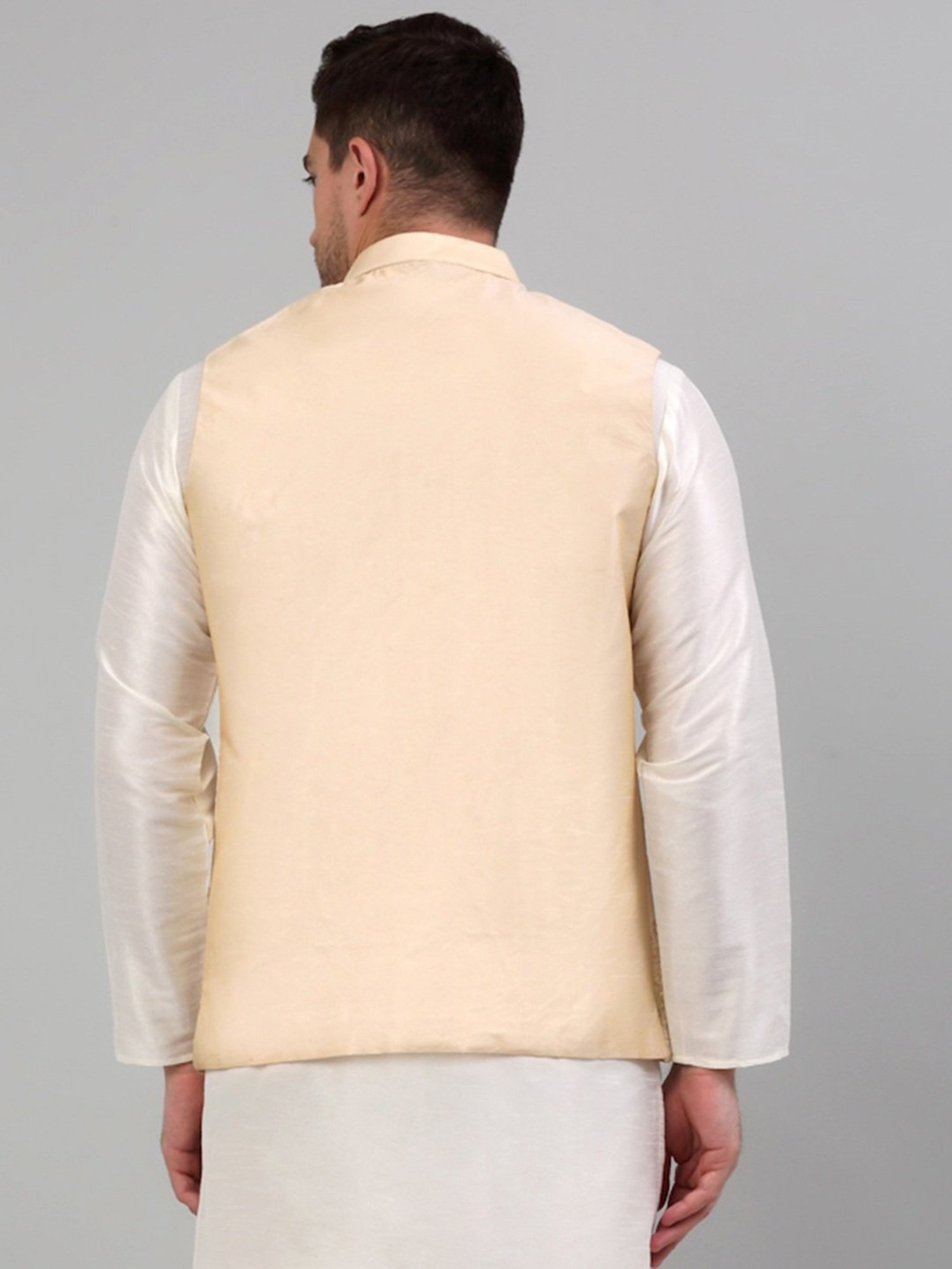 Jompers Golden Regular Fit Embroidered Nehru Jacket