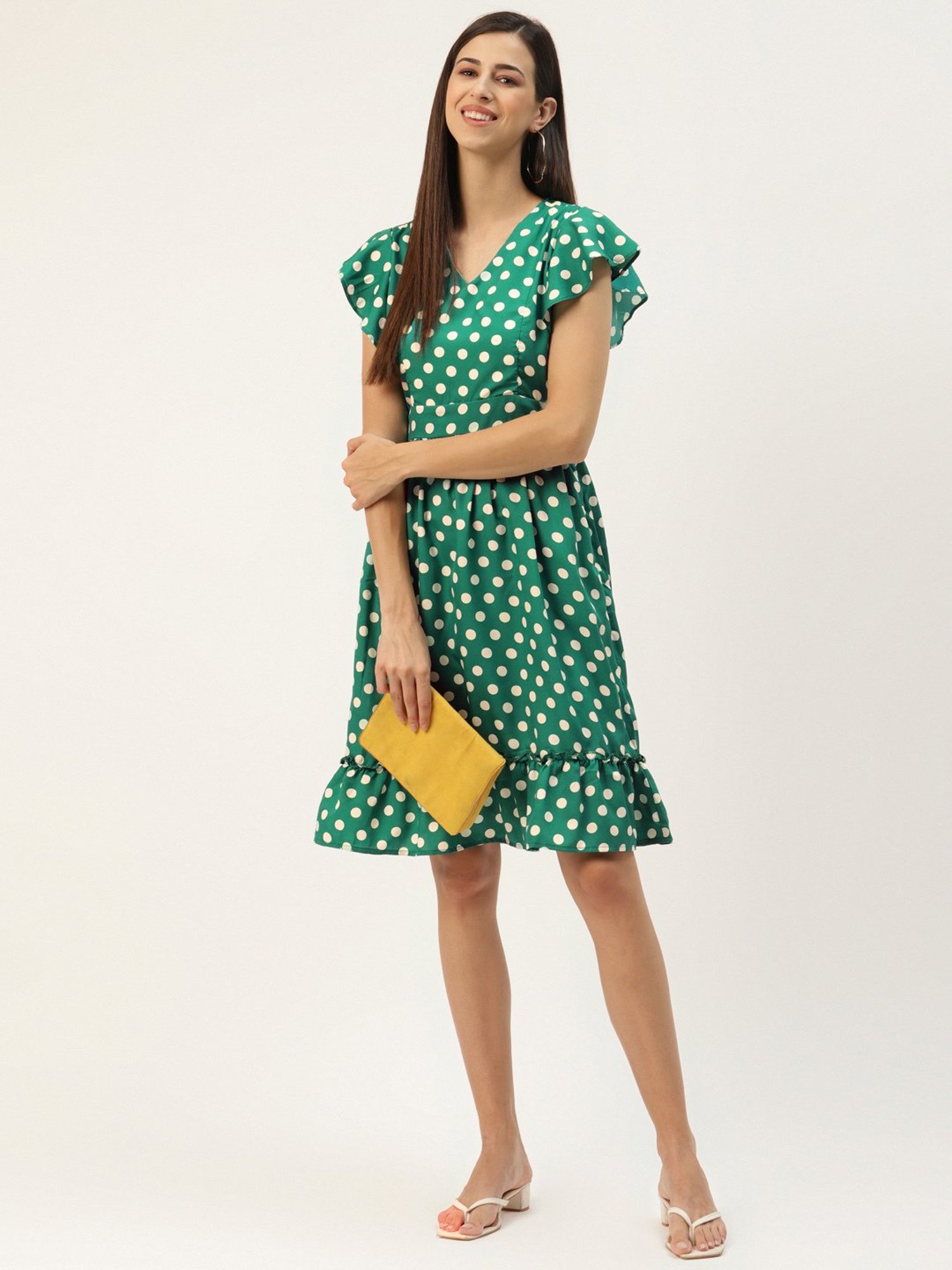 BRINNS Green Printed A Line Dress