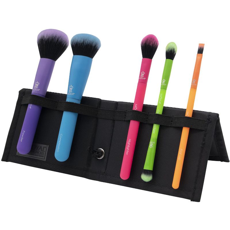 MODA Brush Totally Electric 6pc Complete Face Flip Kit Makeup Brush Set with Travel Flip Case