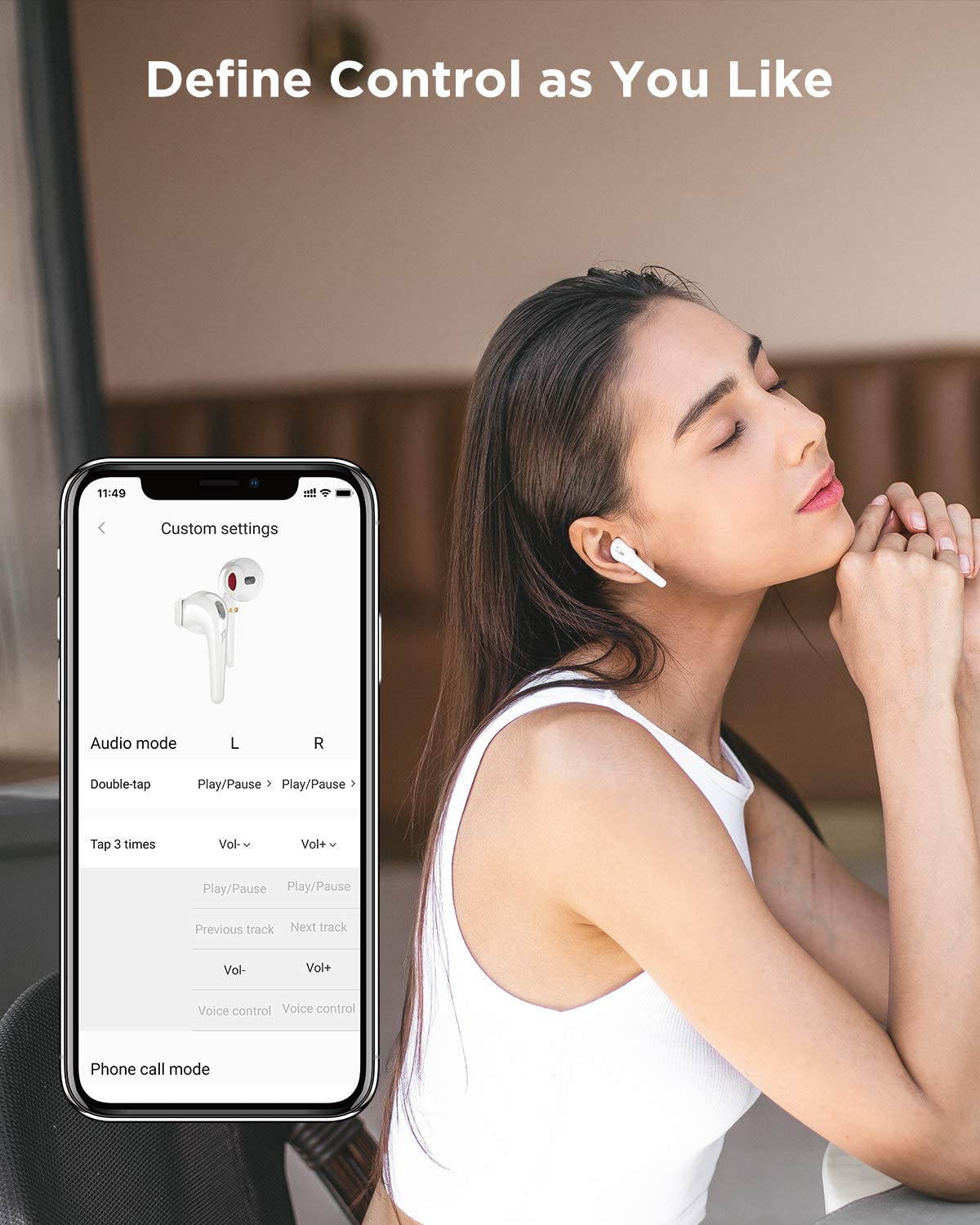 1MORE True Wireless Earbuds, Bluetooth Noise Cancelling Headphones, Fast Connection, In-Ear Detection,4 Microphones for Clear Phone Calls, IPX5 Waterproof, Touch Control, Comfobuds-White