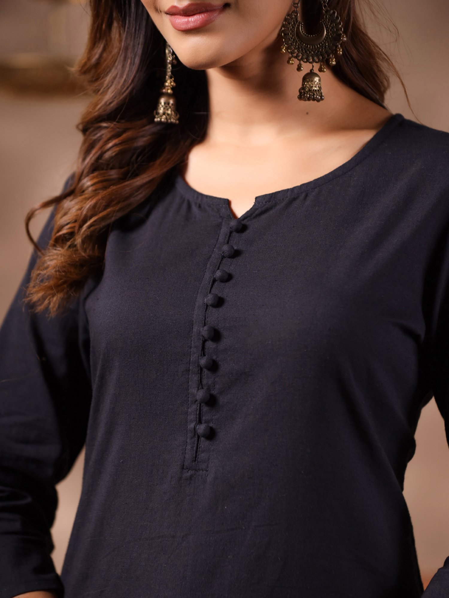 Anubhutee Black Cotton Kurta Pant Set With Dupatta