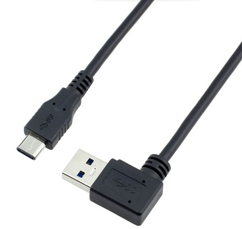 USB 3.1 90-Degree Angle Type-C to USB 3.0 Type-A Male Sync & Charging Cable, Latest Reversible Micro USB 3.1 Type-C Connector, Ultra Fast Transfer Rate up to 10Gbps (1.25GB/s)- Black, 1m (3.3ft)