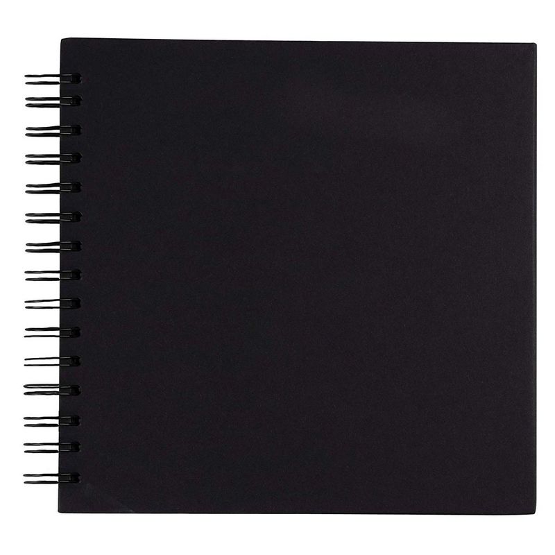 Hardcover Scrapbook, Photo Album, Square Spiral Bound for DIY Craft, Wedding Guest Book, Black, 8"x8"