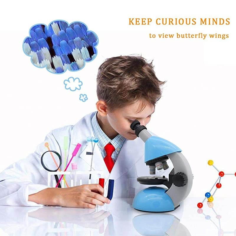 Microscope Kids Microscope 40X 640X with Science Kits Beginners Microscope Includes 25 Slides for Student ChildrenBlue