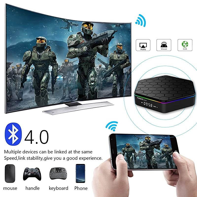TV Box T95Z Plus 7.1.2 TV Box 2G+16G Amlogic S912 Octa-Core, 2.4/5.8G Dual-Band Wi-Fi/10-1000M LAN 64Bit BT4.0 H.265 UHD 4K Box with Mini Wireless Keyboard & Remote