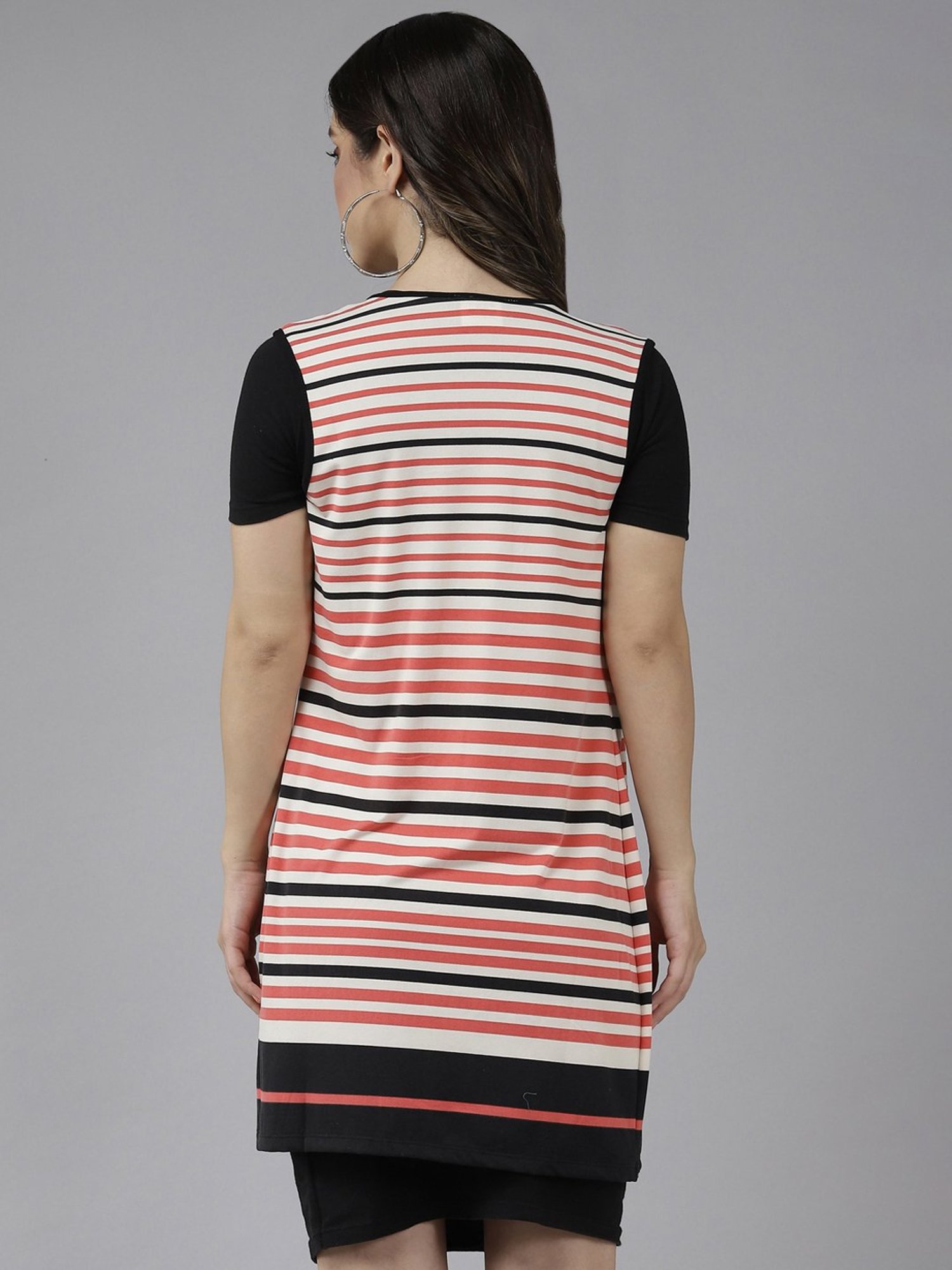 Aarika White & Pink Striped Shrug