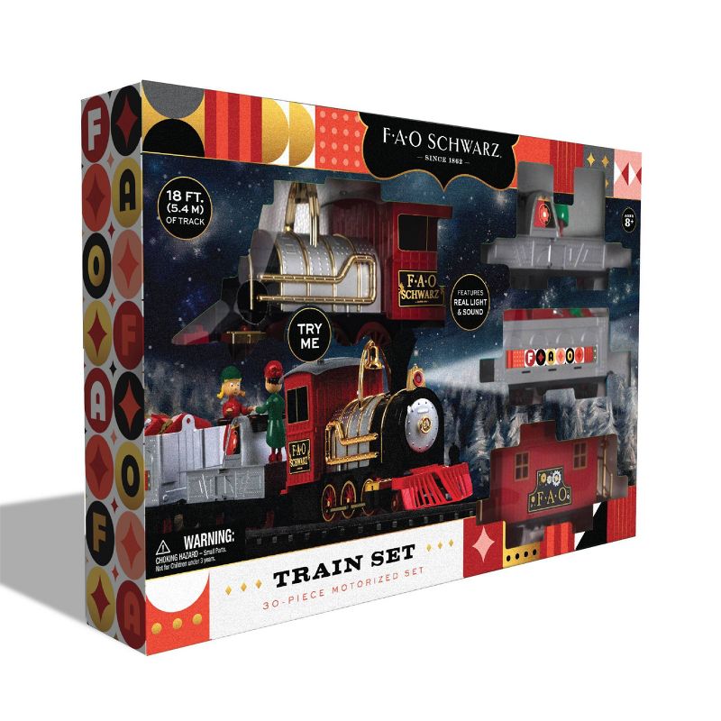 FAO Schwarz Classic Motorized Train Set with Unique Train Cars - 30pc