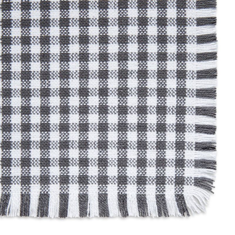 4pk Cotton Gingham Fringe Placemats Gray - Town & Country Living