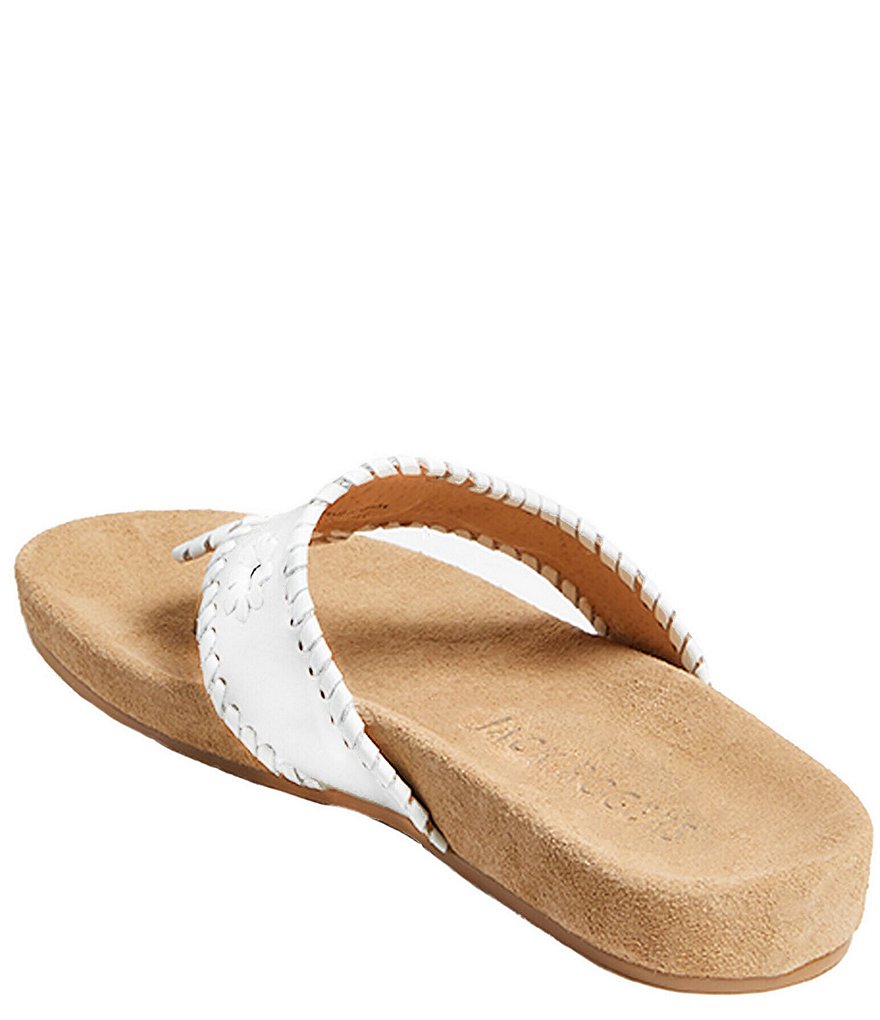Jack Rogers Jacks Comfort Leather Whipstitch Detail Thong Sandals