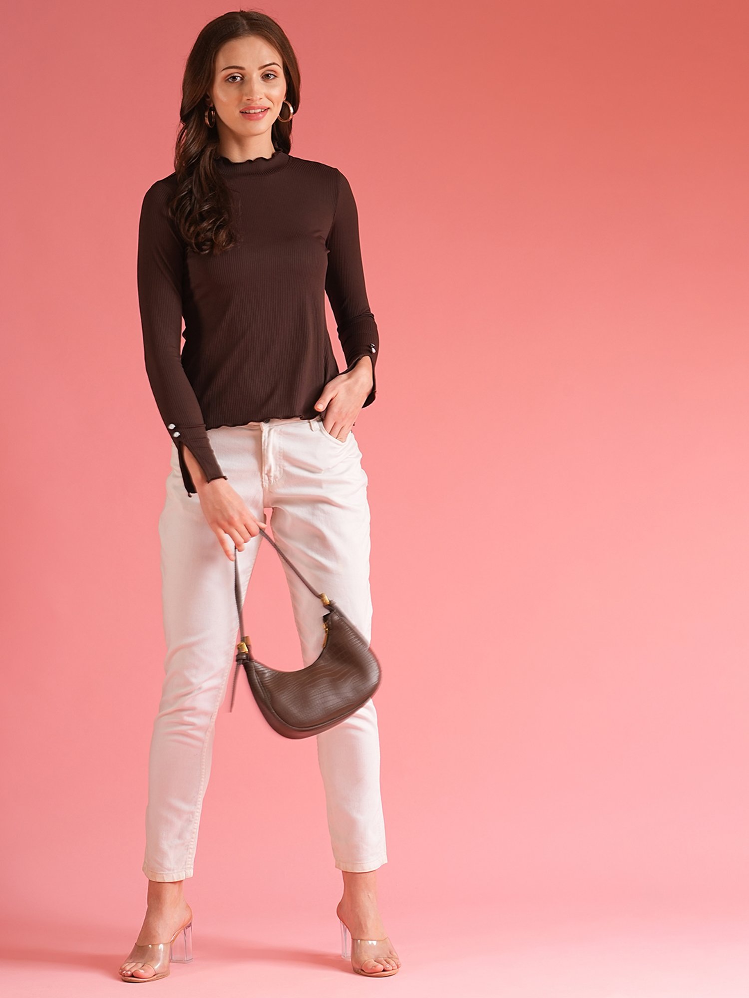 Globus Brown Cotton Regular Fit Top