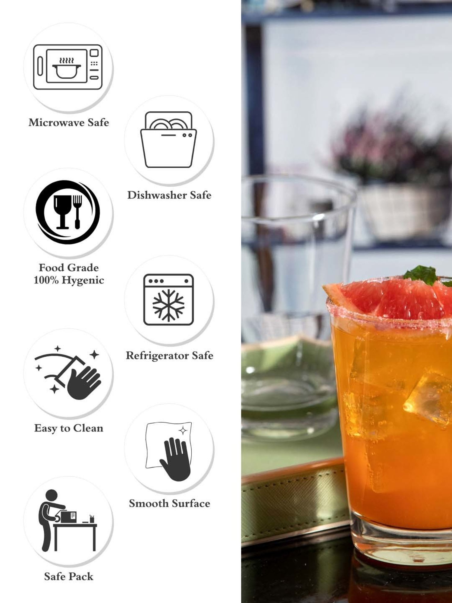 ROXX Magnolia Transparent Glass Tumbler (0.3 L) - Set of 6