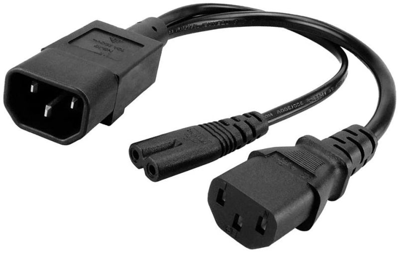 Tekit C14 to C13+NEMA 5-15R Y Splitter Power Plug Cord,Single IEC 320 C14 Male to C13+Nema 5-15R Female Splitter Adapter Cable Cord ,1ft /30mm