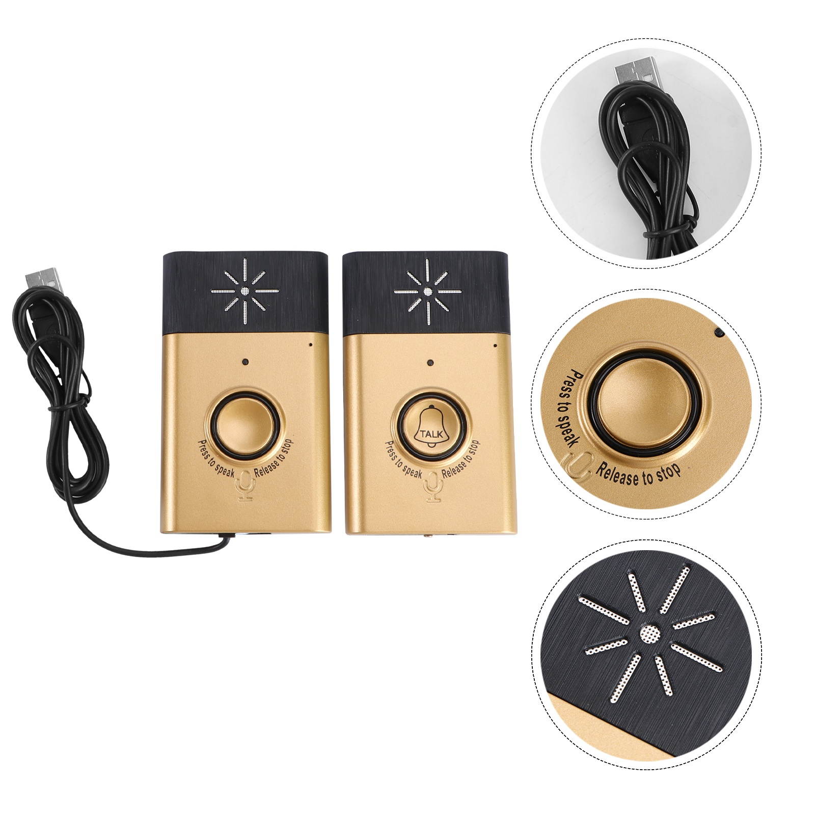 2.4G Wireless Intercom Doorbell Wireless Voice Two-Way Portable Walkie-talkie Doorbell (Gold)