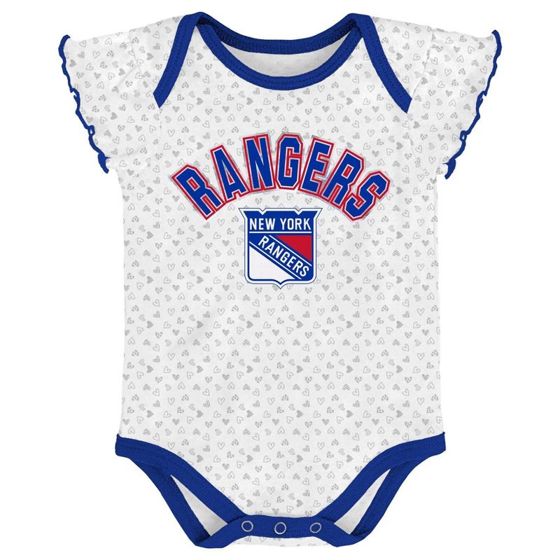 NHL New York Rangers Girls' Winning Goal Bodysuit Set 3pk - 18M