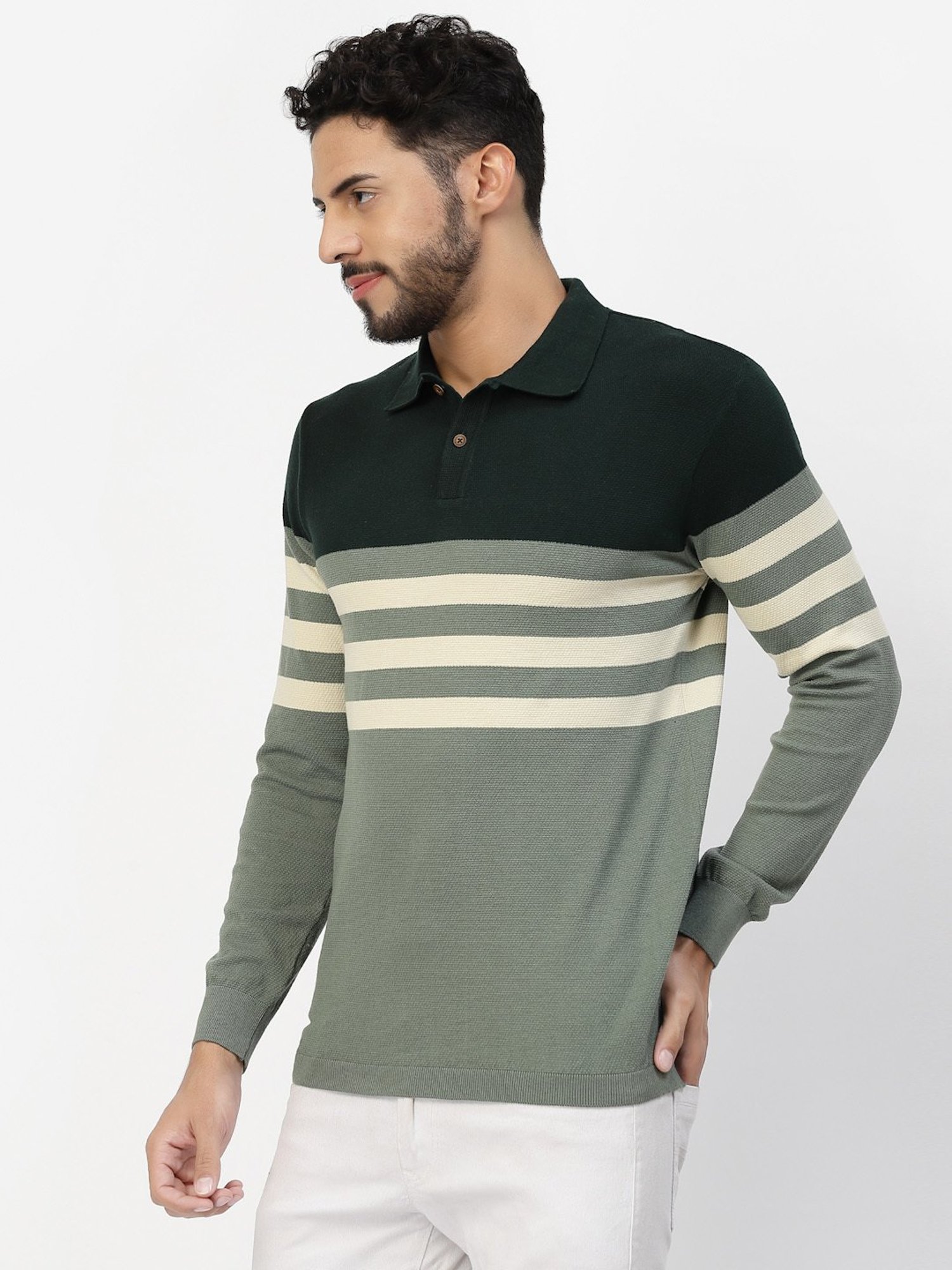 Kalt Multicolor Regular Fit Striped Polo T-Shirt