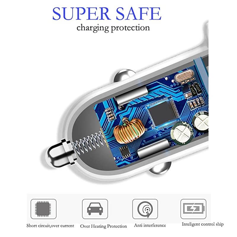 Charger, 2 Pack Dual USB Port 3.1A+3.1A Charger Adapter, Flush Fit Adapter with Blue LED, Fast Charging, USB Charger Compatible with iPhone XR/Xs/Max,iPad Pro,Galaxy,HTC, etc