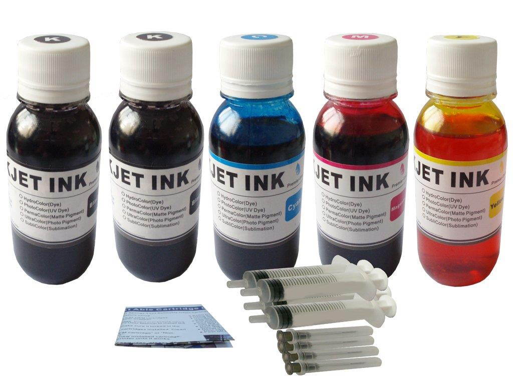 ND Brand 5x4oz (4oz photo black + 4oz black + 3x4oz Cyan Magenta Yellow) premium dye ink refill kit for HP 920, HP 920XL, HP 564, HP 564XL ink cartridges + 4syringes