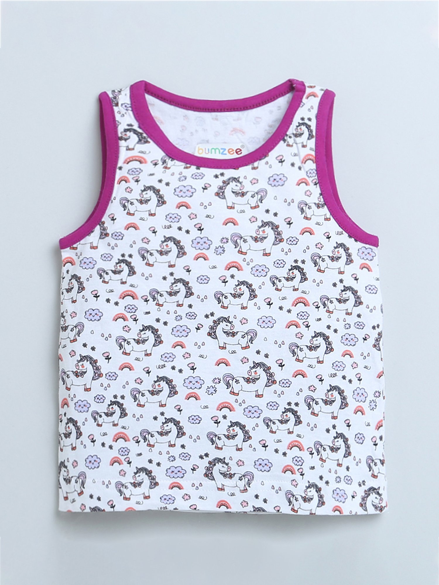 Bumzee Kids Blue & White Printed Top (Pack Of 2)