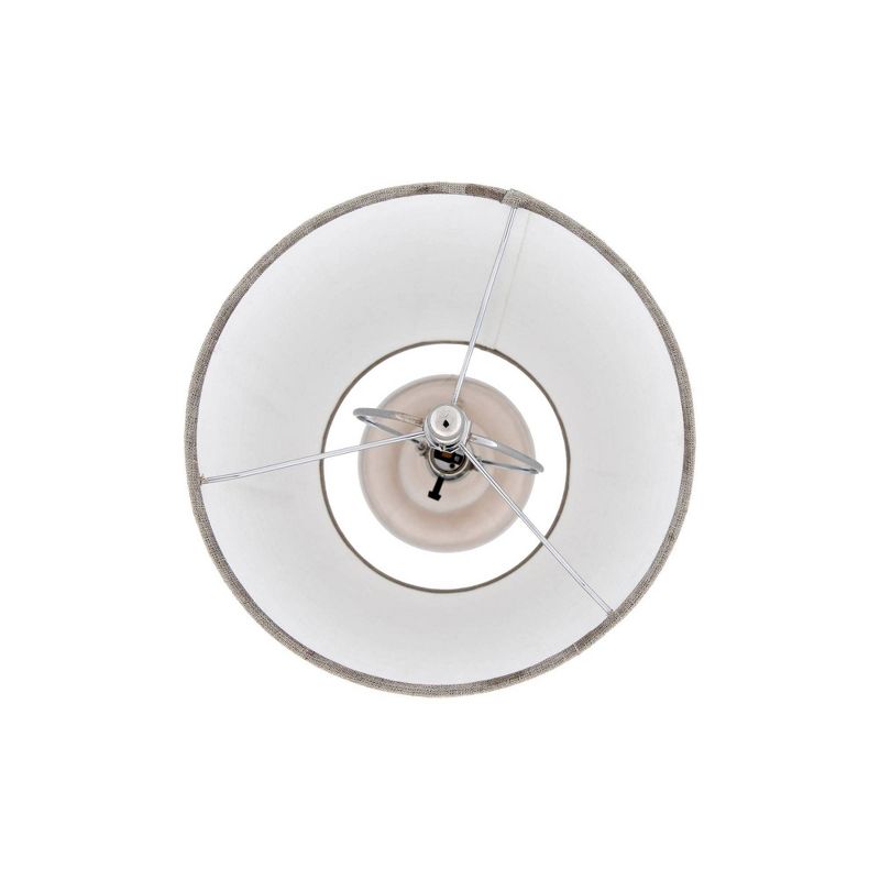 Possini Euro Design Industrial Table Lamp Oil Rubbed Bronze Clear Glass Burlap Tapered Drum Shade for Living Room Bedroom Bedside