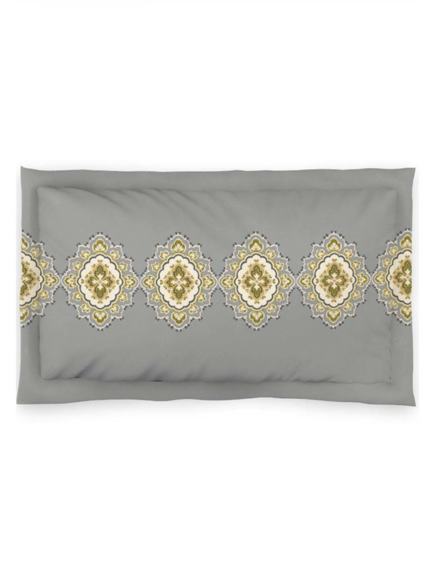 DDecor Charmy Ethnic Yellow Cotton 144 TC Single Bedsheet With 1 Pillow Cover