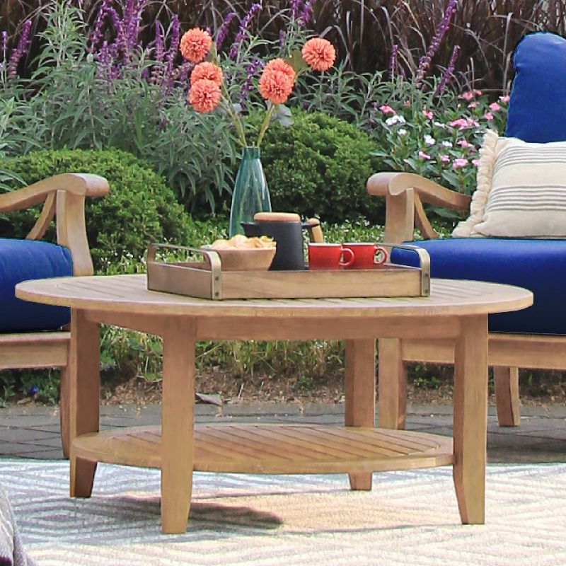 Abbington Teak Patio Coffee Table with Shelf - Cambridge Casual