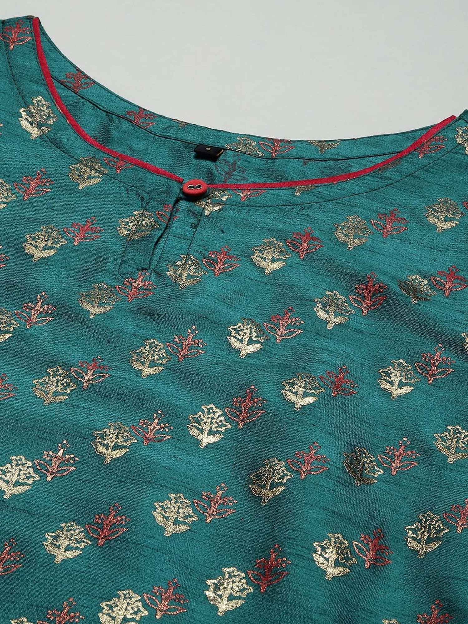 Ziyaa Green Printed Straight Kurta