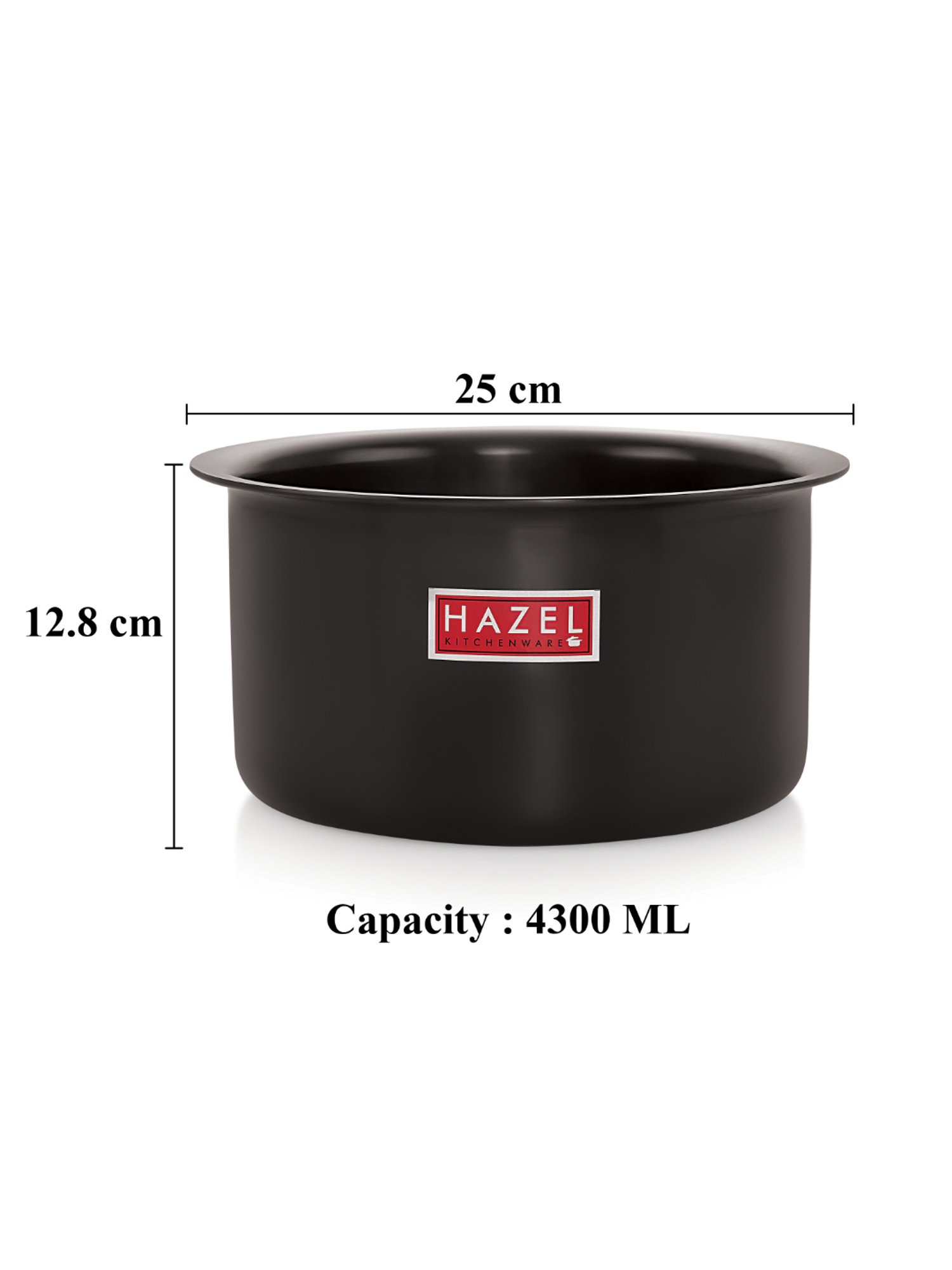 HAZEL Black Aluminium 21.8 cm Non-Toxic Boiling Tope (4.3 L)