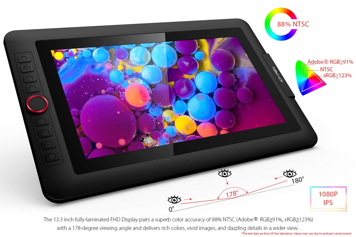 XP-PEN Artist13.3 Pro 13.3 Inch IPS Drawing Monitor Pen Display Full-Laminated Graphics Drawing Monitor with Tilt Function and 8 Shortcut Keys (8192 Levels Pen Pressure, 123% sRGB)