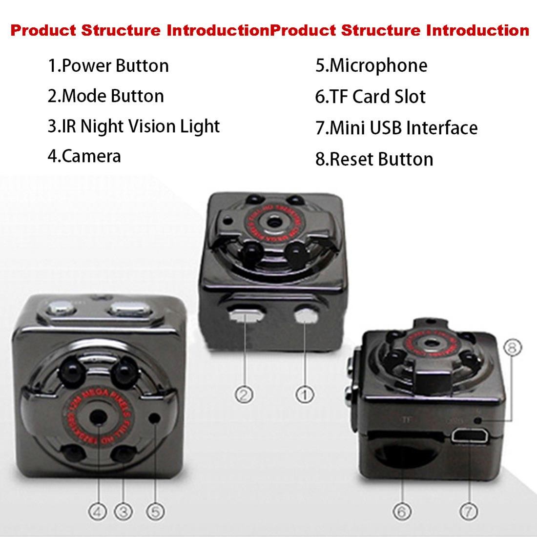 Mini Size Camera 1080P Sport Camera Dash Cam Monitoring Camera SQ8 Mini DV Black