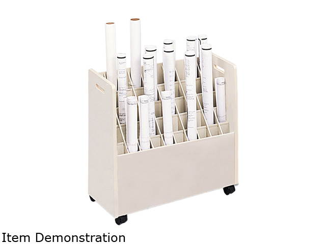 Safco 3083 Laminate Mobile Roll Files, 50 Compartments, 30-1/8w x 15-3/4d x 29-1/4h, Putty