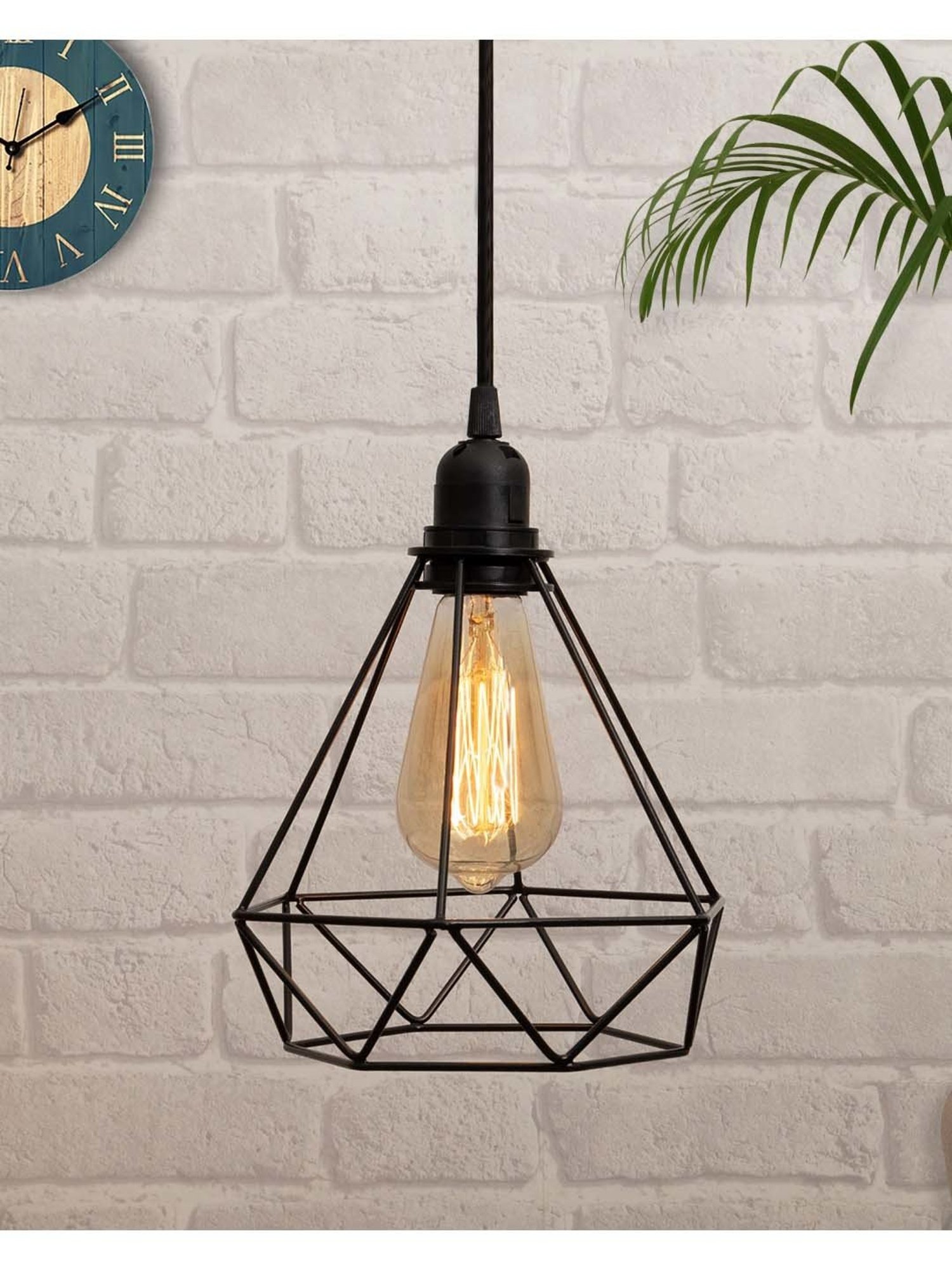 Homesake Fixture Farmhouse Black Metal Cage Lampshade Hanging Pendant Light (Bulb not included)