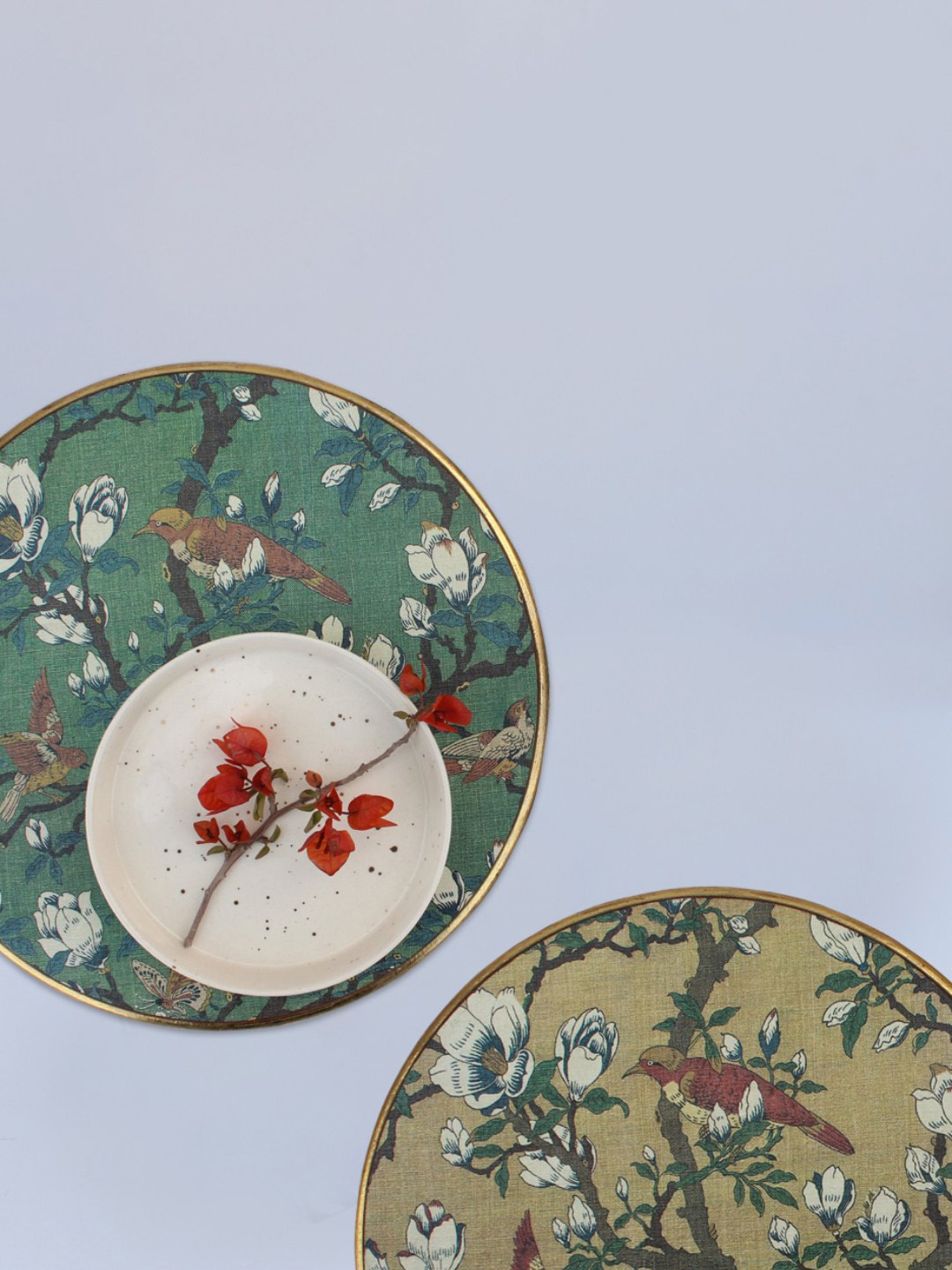 Karo Elira Printed Multicolor Wood Round Tray