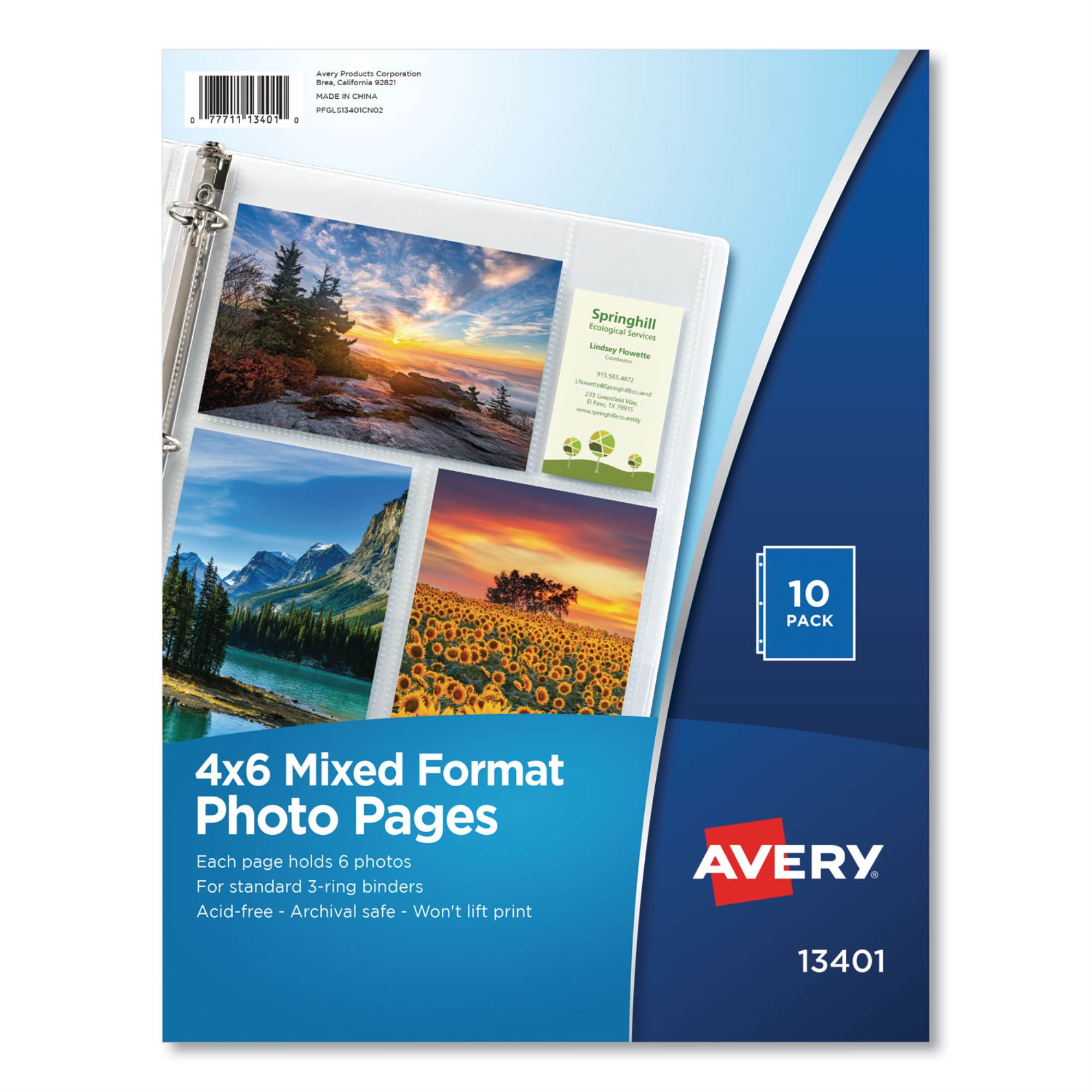 Avery Photo Storage Pages ,PAGE,PHOTO,4X6,10/PK