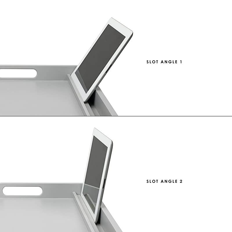 Home Media Bed Tray with Phone Holder Fits up to 173 Inch Laptops and Most Tablets Calming Gray Style No 78105