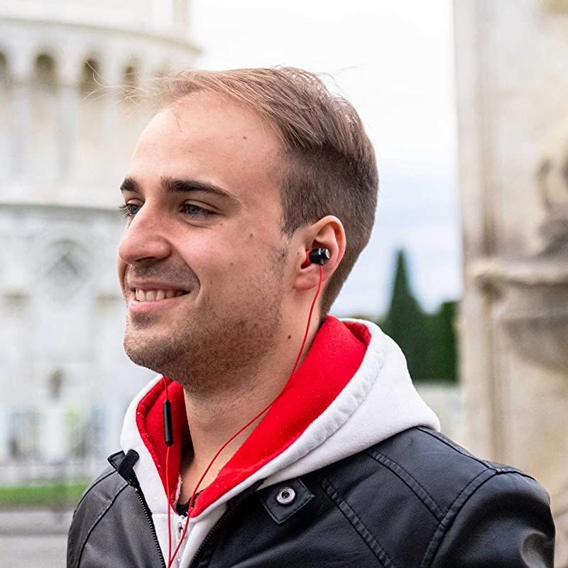 Clamor Wired Earbuds in Ear Headphones with Microphone, Earphones with Mic and Volume Control, Memory Foam, Reinforced Cable, Bass Compatible with iPhone, Apple, iPad, Computer, Laptop, PC