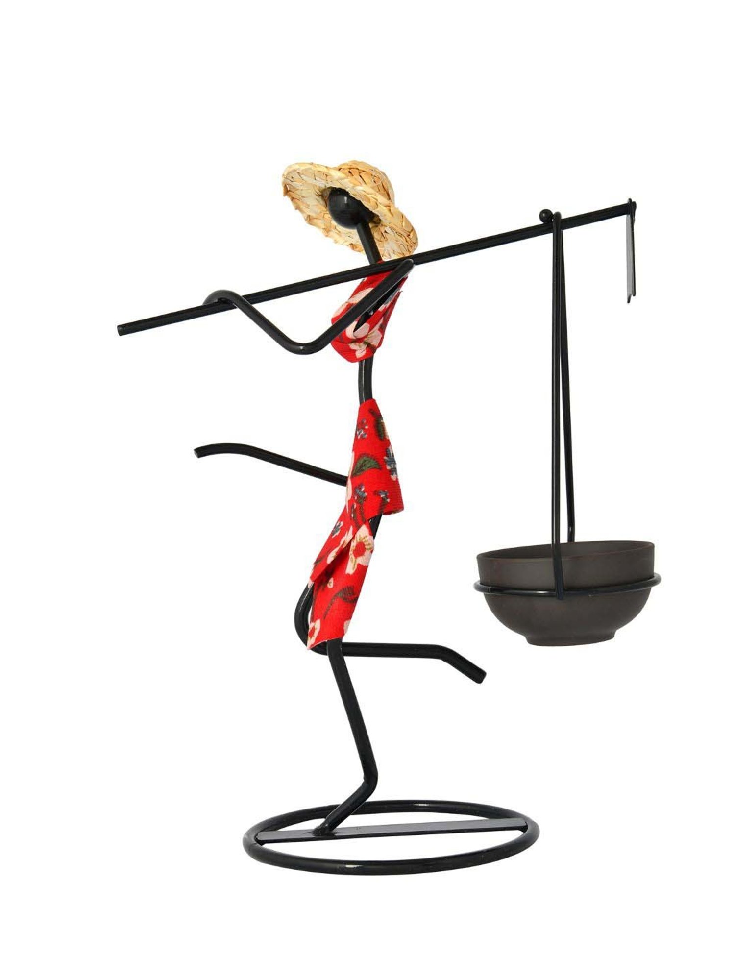 Tayhaa Black & Red Iron Metal Lady Elegant Candle Holder