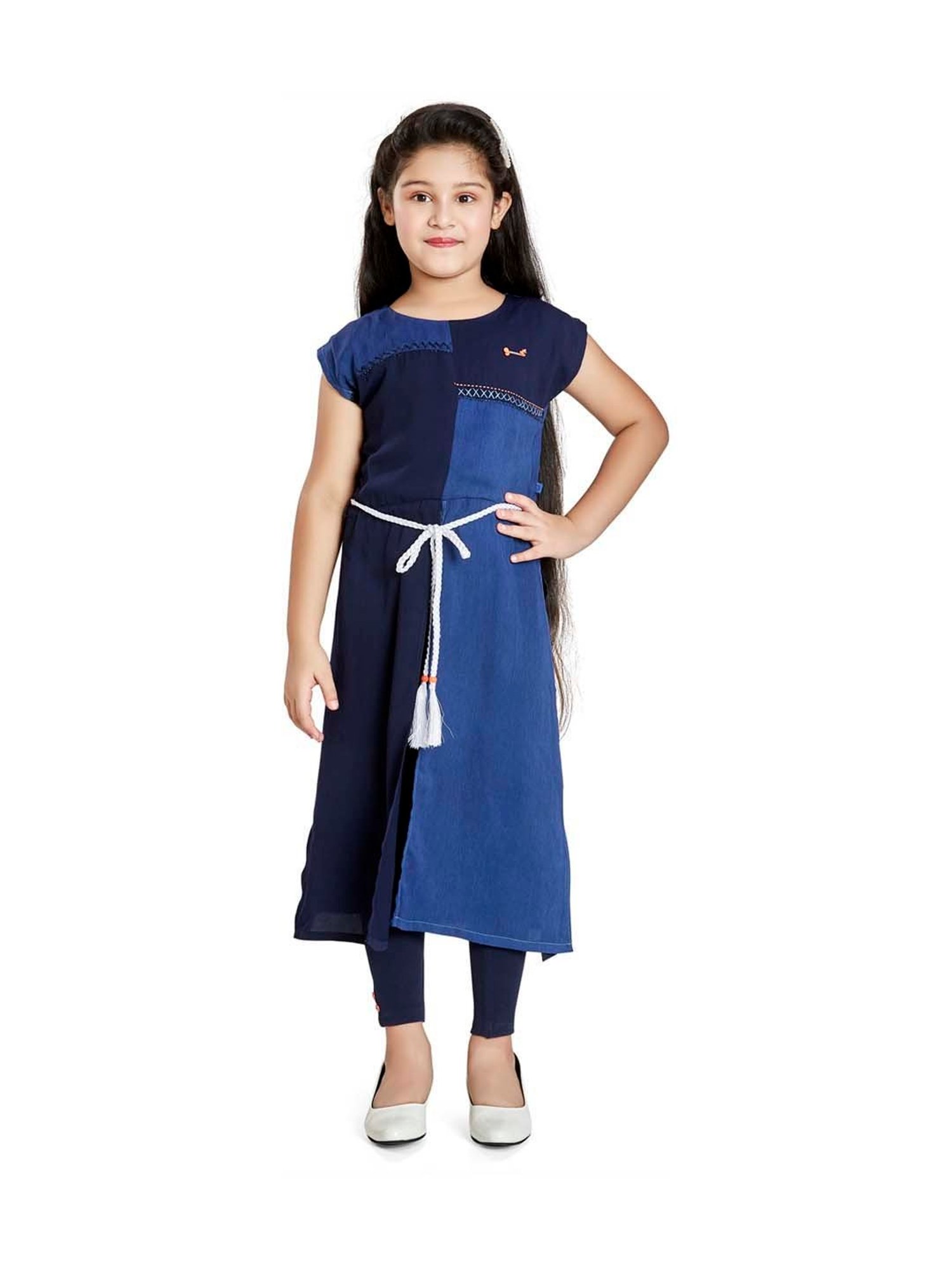 Peppermint Kids Navy Regular Fit Kurta Set