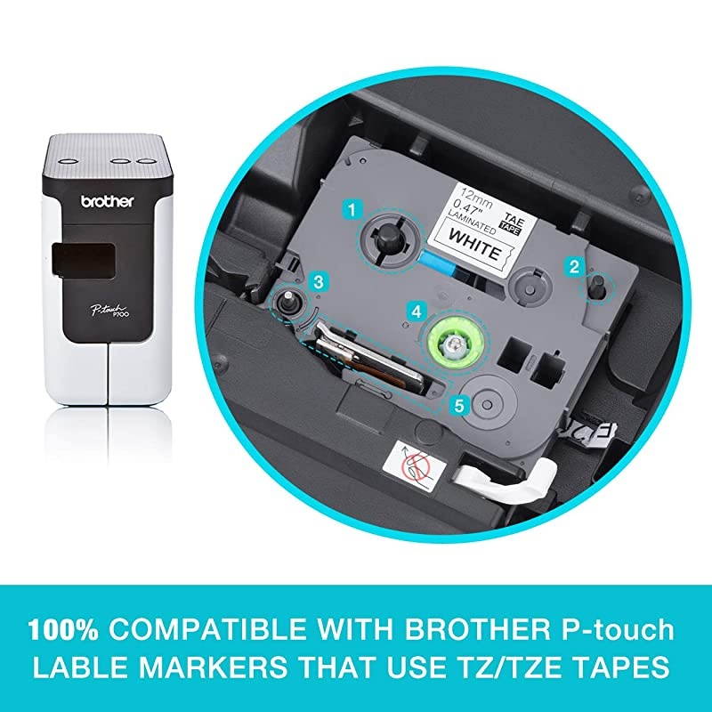 Touch Label Maker Tape Compatible for Brother Touch TD210 TD200 TH100 TH110 TD400VTD600 Label Maker Tape 12mm Black on White 2 ack