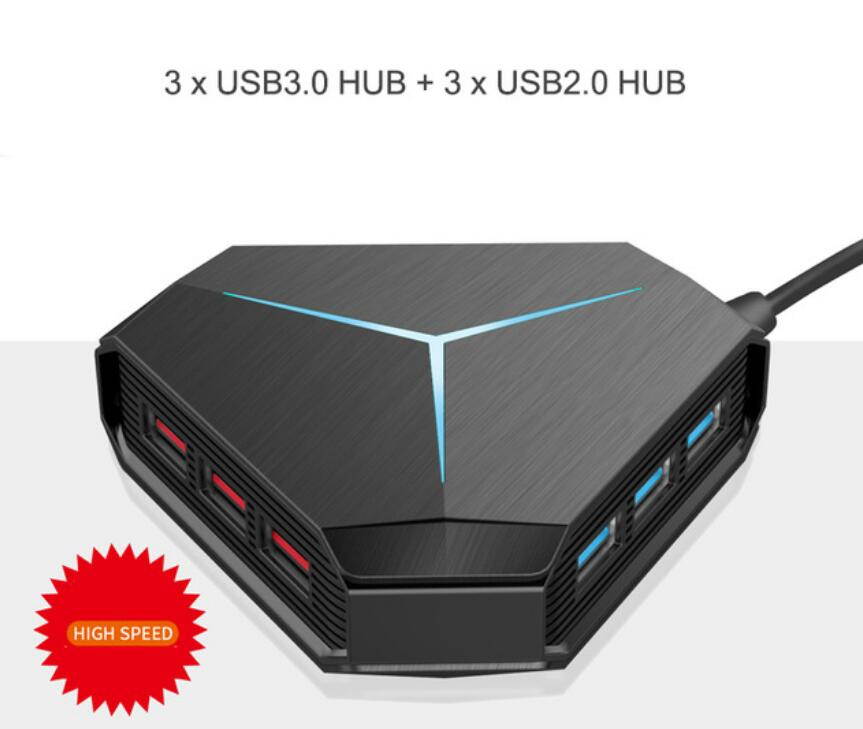 Jansicotek 6USB Hub, 6USB3.0 Data Hub Portable Super Speed Compatible for MacBook Air, Mac Mini, iMac Pro, Microsoft Surface, Ultrabooks with 3 FT Extension Cable USB Hub (Black)