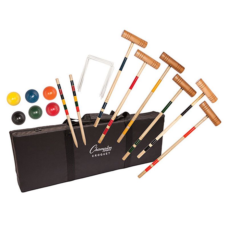 Champion Sports Tournament Series Deluxe Outdoor Croquet Set with Mallets, Balls & Easy Carry Bag