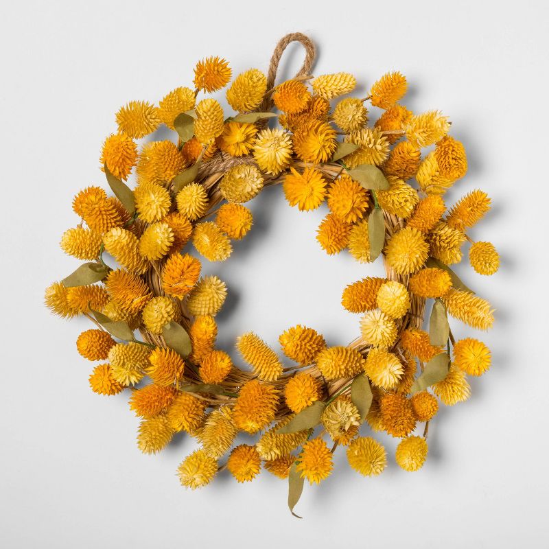 11" Dried Thistle Wreath Yellow - Smith & Hawken™