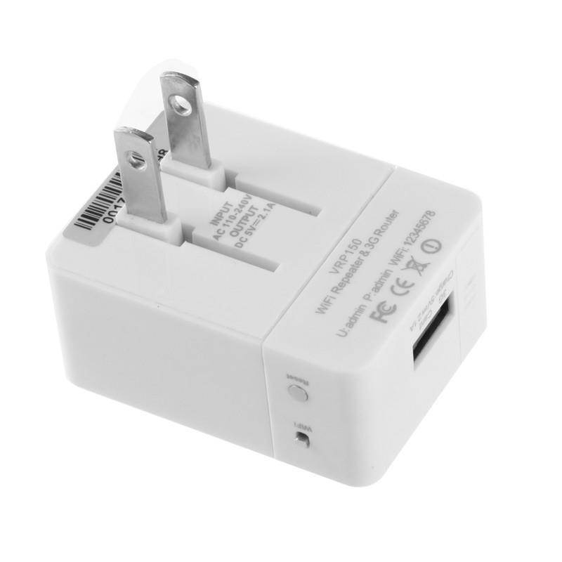 150Mbps VRP150 Mini WiFi Repeater 802.11b/g/n 3G Wireless Router 2.1A Charger 3 in 1