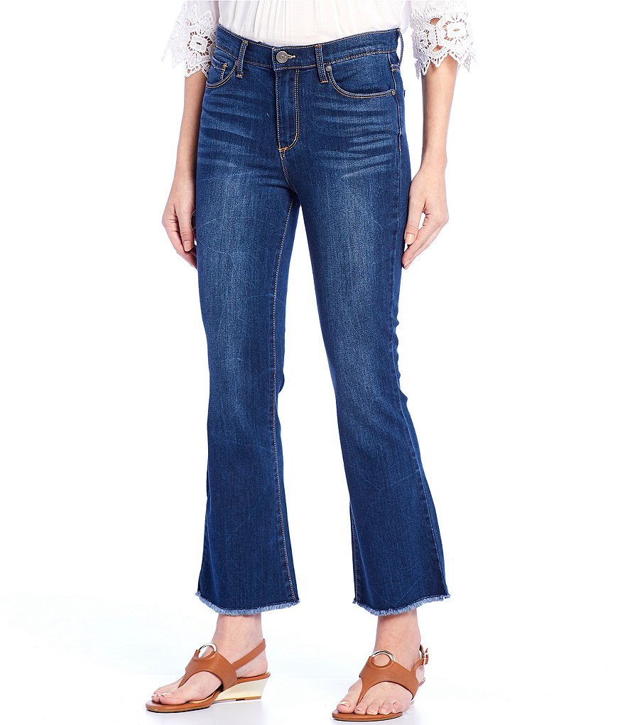 Code Bleu High Rise Crop Kick Frayed Hem Jeans